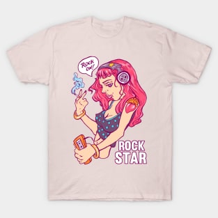 Rocker Girl with headphones T-Shirt